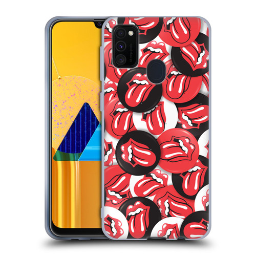 The Rolling Stones Licks Collection Tongue Classic Button Pattern Soft Gel Case for Samsung Galaxy M30s (2019)/M21 (2020)