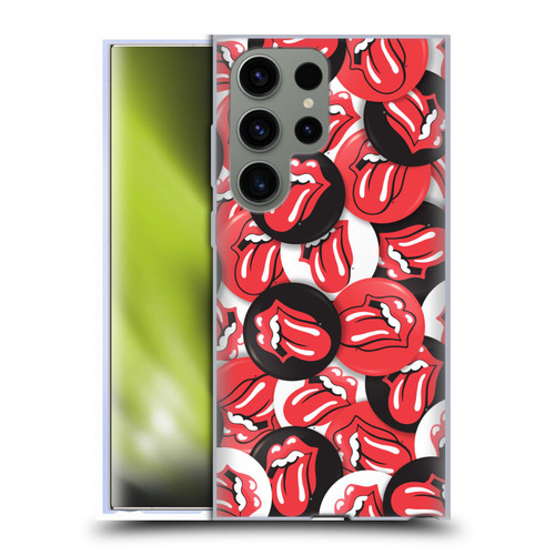 The Rolling Stones Licks Collection Tongue Classic Button Pattern Soft Gel Case for Samsung Galaxy S23 Ultra 5G