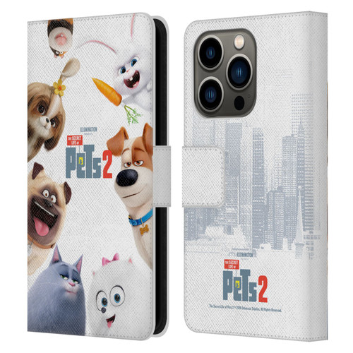 The Secret Life of Pets 2 Character Posters Group Leather Book Wallet Case Cover For Apple iPhone 14 Pro