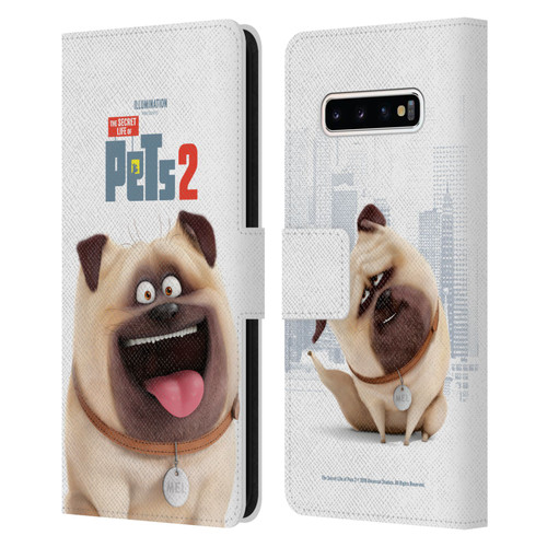 The Secret Life of Pets 2 Character Posters Mel Pug Dog Leather Book Wallet Case Cover For Samsung Galaxy S10+ / S10 Plus