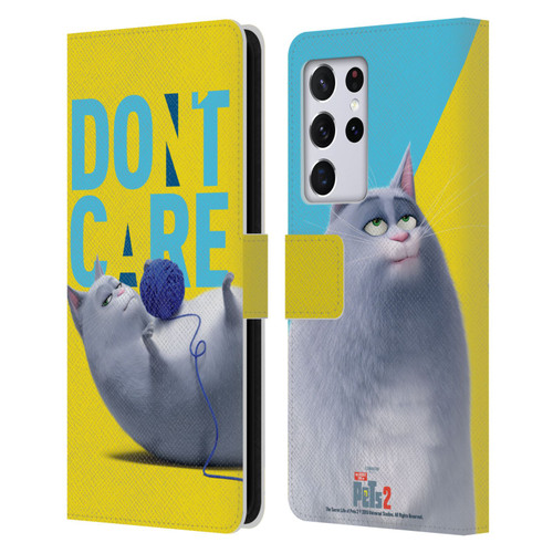 The Secret Life of Pets 2 II For Pet's Sake Chloe Cat Yarn Ball Leather Book Wallet Case Cover For Samsung Galaxy S21 Ultra 5G