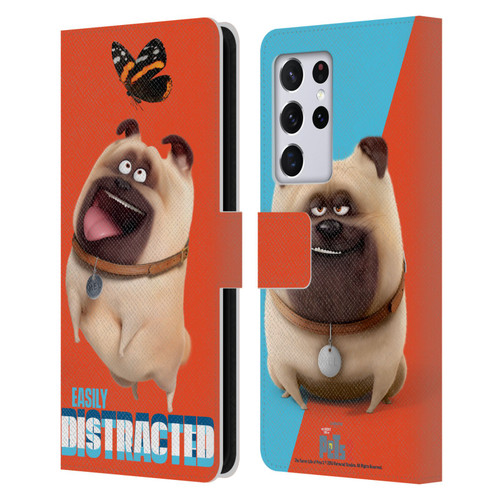 The Secret Life of Pets 2 II For Pet's Sake Mel Pug Dog Butterfly Leather Book Wallet Case Cover For Samsung Galaxy S21 Ultra 5G