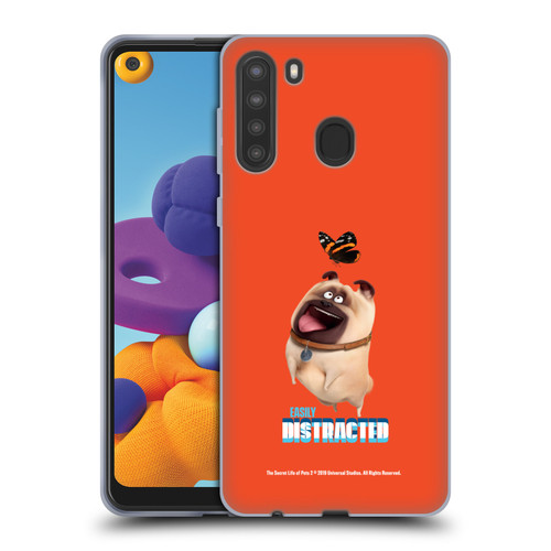 The Secret Life of Pets 2 II For Pet's Sake Mel Pug Dog Butterfly Soft Gel Case for Samsung Galaxy A21 (2020)