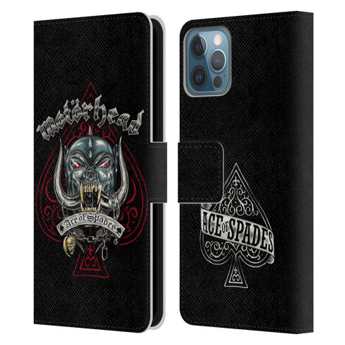 Motorhead Graphics Ace Of Spades Dog Leather Book Wallet Case Cover For Apple iPhone 12 / iPhone 12 Pro