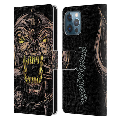 Motorhead Graphics Snaggletooth Leather Book Wallet Case Cover For Apple iPhone 12 Pro Max