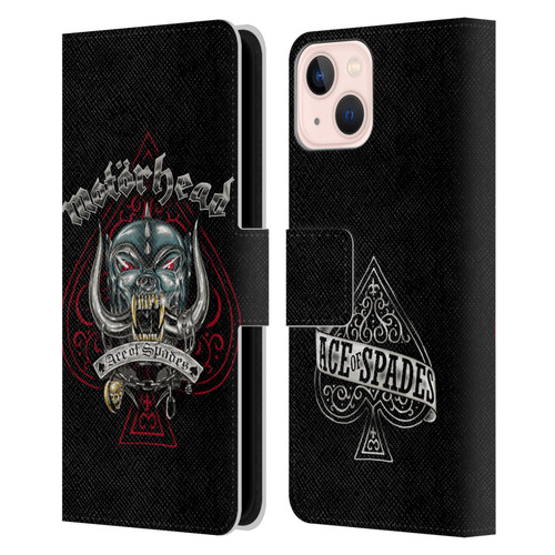Motorhead Graphics Ace Of Spades Dog Leather Book Wallet Case Cover For Apple iPhone 13