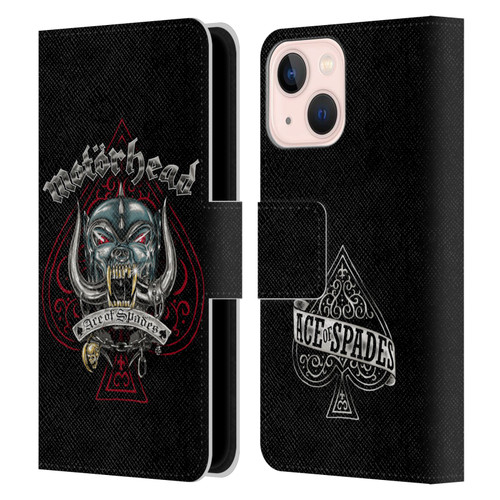 Motorhead Graphics Ace Of Spades Dog Leather Book Wallet Case Cover For Apple iPhone 13 Mini