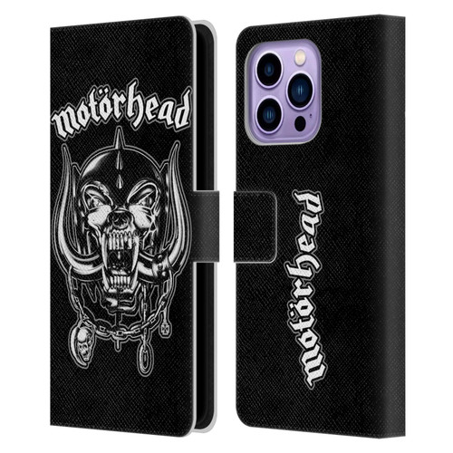 Motorhead Graphics Silver War Pig Leather Book Wallet Case Cover For Apple iPhone 14 Pro Max