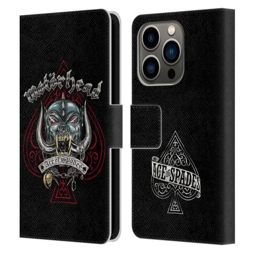 Motorhead Graphics Ace Of Spades Dog Leather Book Wallet Case Cover For Apple iPhone 14 Pro