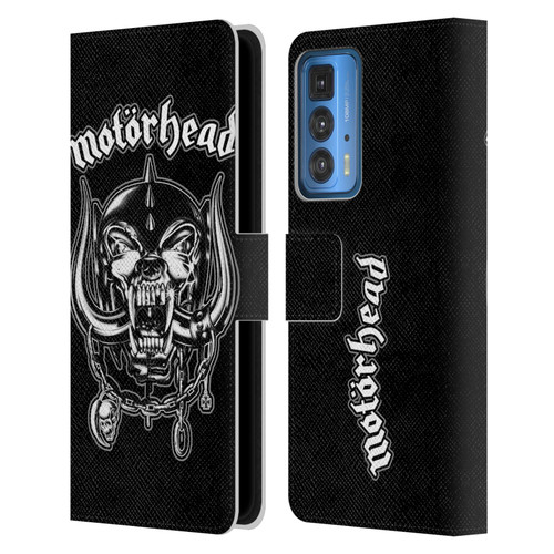Motorhead Graphics Silver War Pig Leather Book Wallet Case Cover For Motorola Edge 20 Pro