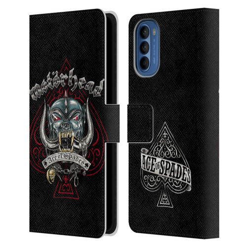 Motorhead Graphics Ace Of Spades Dog Leather Book Wallet Case Cover For Motorola Moto G41