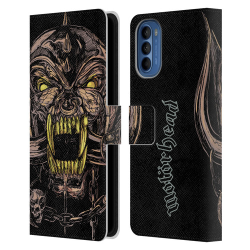 Motorhead Graphics Snaggletooth Leather Book Wallet Case Cover For Motorola Moto G41