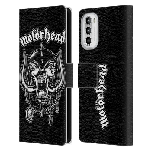 Motorhead Graphics Silver War Pig Leather Book Wallet Case Cover For Motorola Moto G52