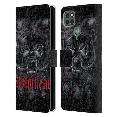 Motorhead Graphics Deathstorm Leather Book Wallet Case Cover For Motorola Moto G9 Power