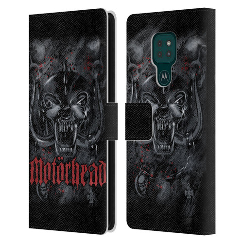 Motorhead Graphics Deathstorm Leather Book Wallet Case Cover For Motorola Moto G9 Play