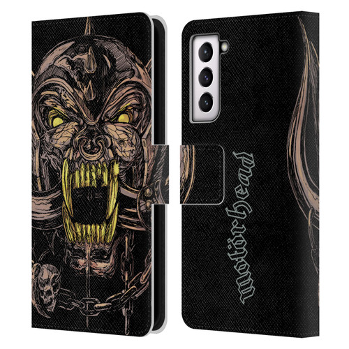 Motorhead Graphics Snaggletooth Leather Book Wallet Case Cover For Samsung Galaxy S21 5G