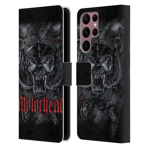 Motorhead Graphics Deathstorm Leather Book Wallet Case Cover For Samsung Galaxy S22 Ultra 5G