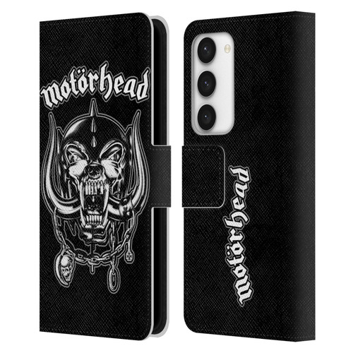 Motorhead Graphics Silver War Pig Leather Book Wallet Case Cover For Samsung Galaxy S23 5G