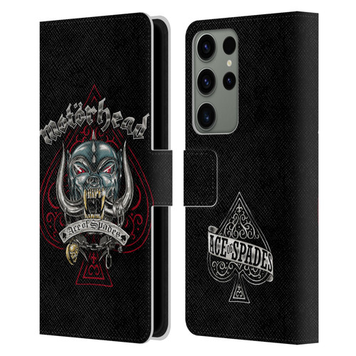 Motorhead Graphics Ace Of Spades Dog Leather Book Wallet Case Cover For Samsung Galaxy S23 Ultra 5G