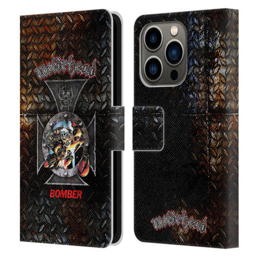 Motorhead Key Art Bomber Cross Leather Book Wallet Case Cover For Apple iPhone 14 Pro