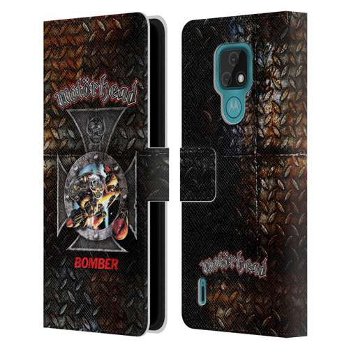 Motorhead Key Art Bomber Cross Leather Book Wallet Case Cover For Motorola Moto E7