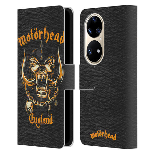 Motorhead Logo Warpig England Leather Book Wallet Case Cover For Huawei P50 Pro