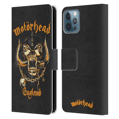 Motorhead Logo Warpig England Leather Book Wallet Case Cover For Apple iPhone 12 / iPhone 12 Pro