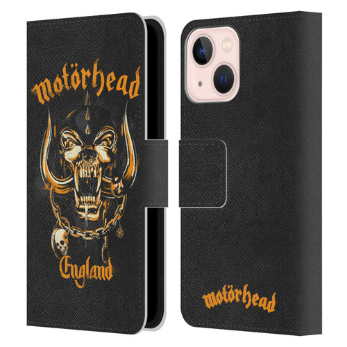 Motorhead Logo Warpig England Leather Book Wallet Case Cover For Apple iPhone 13 Mini