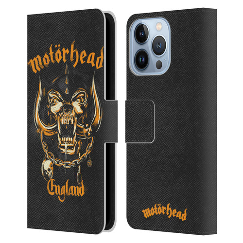 Motorhead Logo Warpig England Leather Book Wallet Case Cover For Apple iPhone 13 Pro
