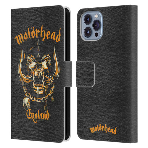 Motorhead Logo Warpig England Leather Book Wallet Case Cover For Apple iPhone 14
