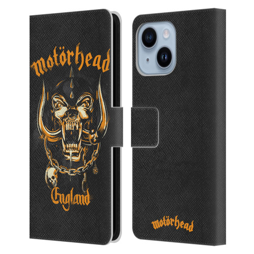 Motorhead Logo Warpig England Leather Book Wallet Case Cover For Apple iPhone 14 Plus