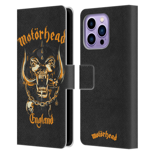 Motorhead Logo Warpig England Leather Book Wallet Case Cover For Apple iPhone 14 Pro Max