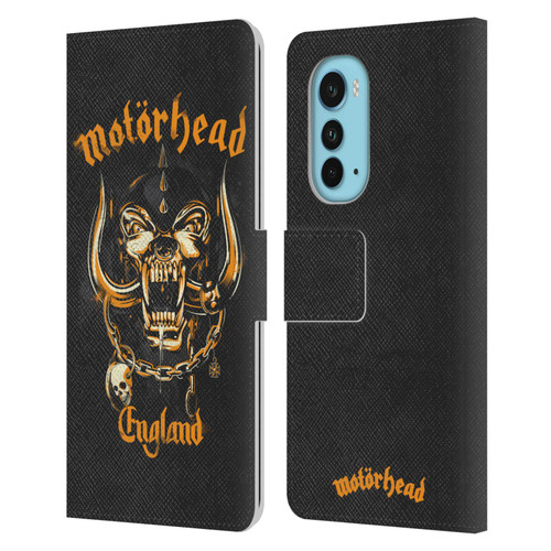 Motorhead Logo Warpig England Leather Book Wallet Case Cover For Motorola Edge (2022)