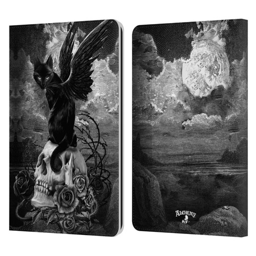Alchemy Gothic Cats Nine Lives Of Poe Skull Leather Book Wallet Case Cover For Amazon Kindle Paperwhite 1 / 2 / 3