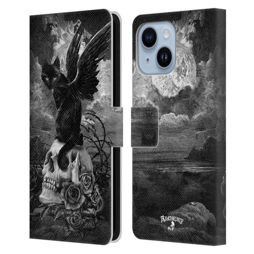 Alchemy Gothic Cats Nine Lives Of Poe Skull Leather Book Wallet Case Cover For Apple iPhone 14 Plus