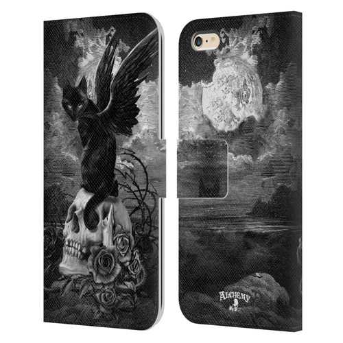 Alchemy Gothic Cats Nine Lives Of Poe Skull Leather Book Wallet Case Cover For Apple iPhone 6 Plus / iPhone 6s Plus