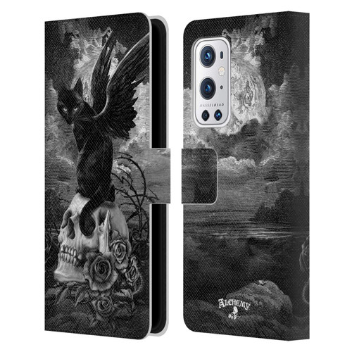 Alchemy Gothic Cats Nine Lives Of Poe Skull Leather Book Wallet Case Cover For OnePlus 9 Pro