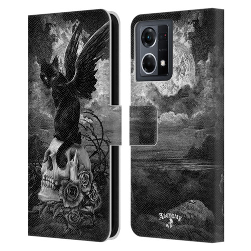 Alchemy Gothic Cats Nine Lives Of Poe Skull Leather Book Wallet Case Cover For OPPO Reno8 4G