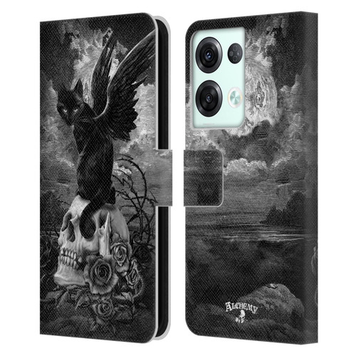 Alchemy Gothic Cats Nine Lives Of Poe Skull Leather Book Wallet Case Cover For OPPO Reno8 Pro