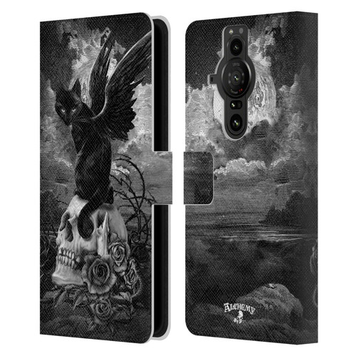 Alchemy Gothic Cats Nine Lives Of Poe Skull Leather Book Wallet Case Cover For Sony Xperia Pro-I