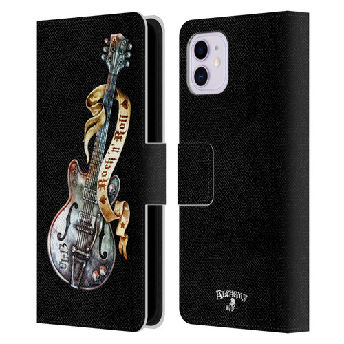 Alchemy Gothic Illustration Rock'it 56 Guitar Leather Book Wallet Case Cover For Apple iPhone 11