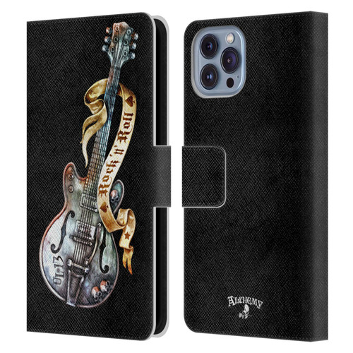 Alchemy Gothic Illustration Rock'it 56 Guitar Leather Book Wallet Case Cover For Apple iPhone 14