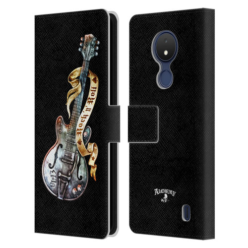 Alchemy Gothic Illustration Rock'it 56 Guitar Leather Book Wallet Case Cover For Nokia C21