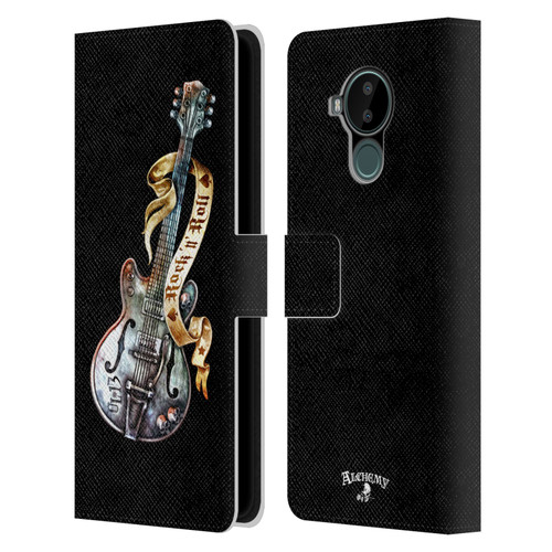 Alchemy Gothic Illustration Rock'it 56 Guitar Leather Book Wallet Case Cover For Nokia C30