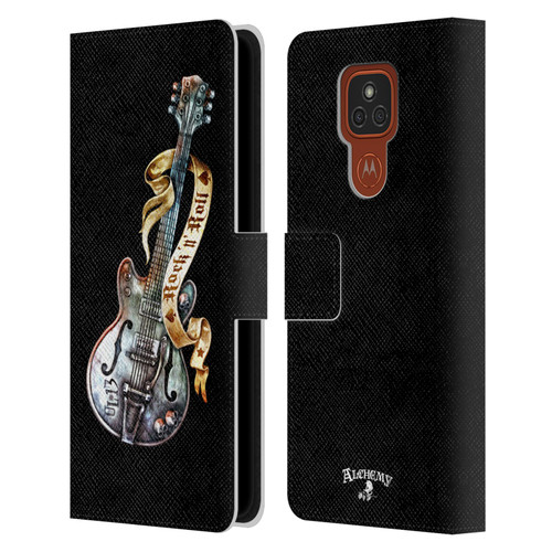 Alchemy Gothic Illustration Rock'it 56 Guitar Leather Book Wallet Case Cover For Motorola Moto E7 Plus