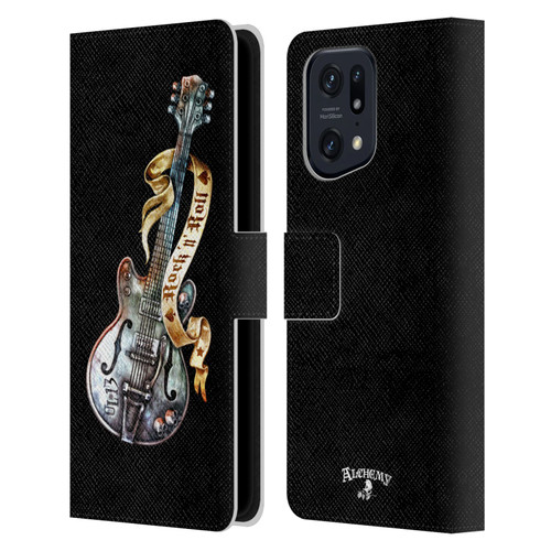 Alchemy Gothic Illustration Rock'it 56 Guitar Leather Book Wallet Case Cover For OPPO Find X5 Pro