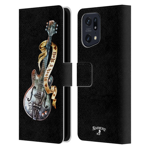 Alchemy Gothic Illustration Rock'it 56 Guitar Leather Book Wallet Case Cover For OPPO Find X5