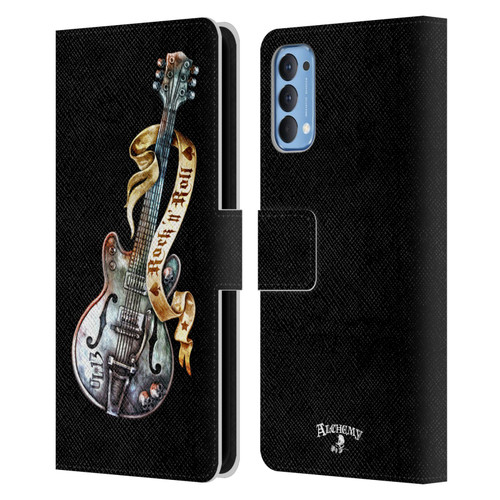 Alchemy Gothic Illustration Rock'it 56 Guitar Leather Book Wallet Case Cover For OPPO Reno 4 5G