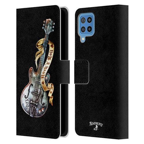 Alchemy Gothic Illustration Rock'it 56 Guitar Leather Book Wallet Case Cover For Samsung Galaxy F22 (2021)