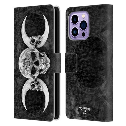 Alchemy Gothic Skull Dark Goddess Moon Leather Book Wallet Case Cover For Apple iPhone 14 Pro Max
